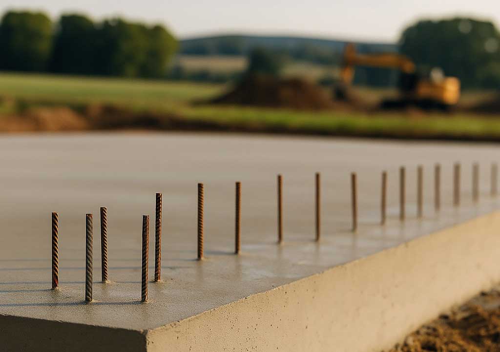 pohled na základovou betonovou desku